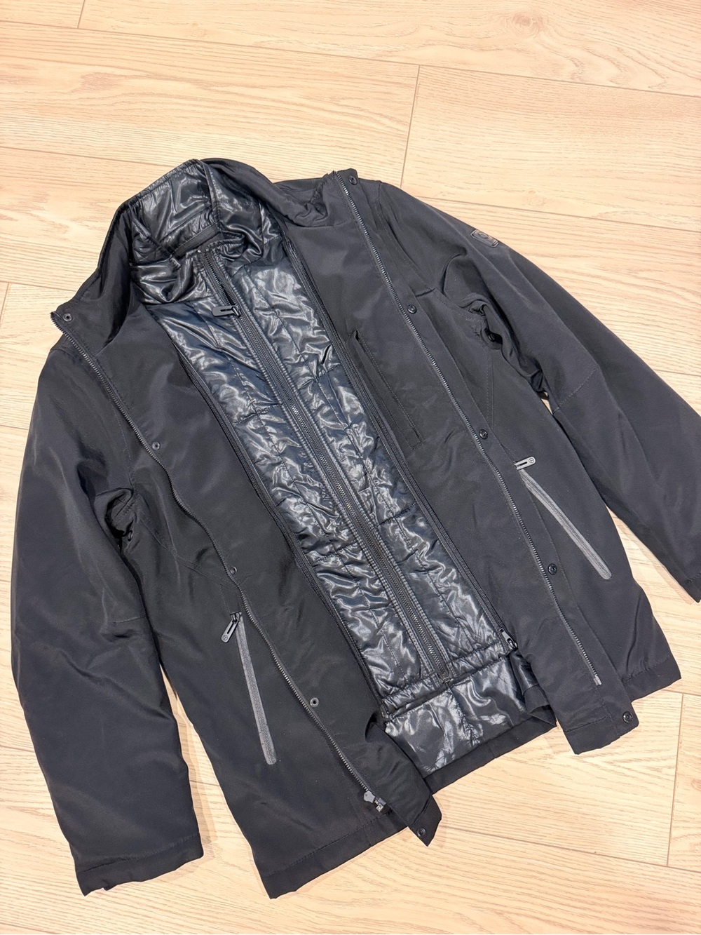 TUMI T Tech Men's Black Waterproof Jacket with Quilted Liner/ Dickey